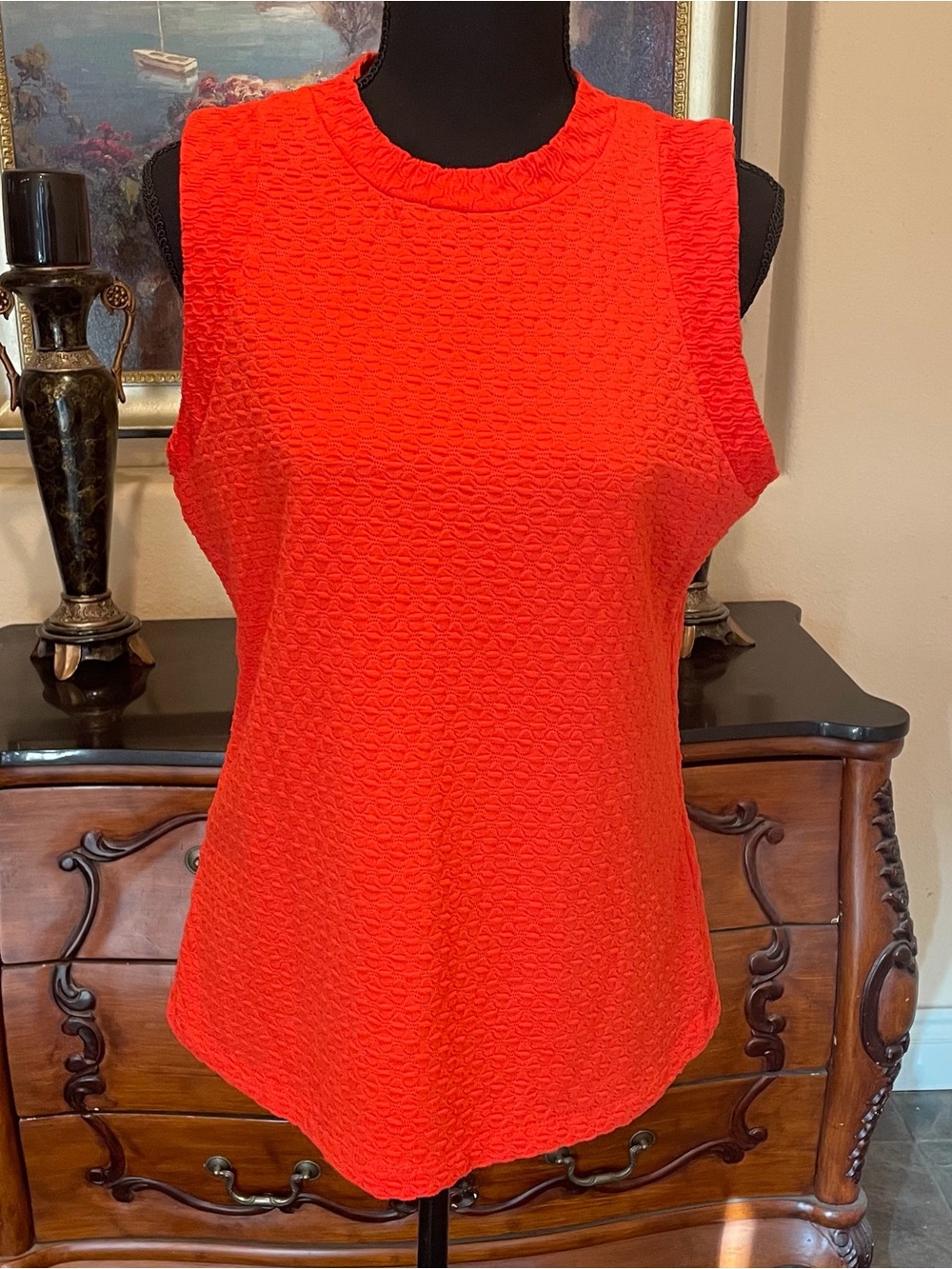 Bright Orange Sleeveless Textured Shell Top Maeve by Anthropologie
